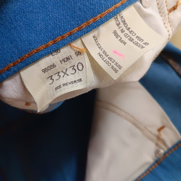 31x30 Men's Vintage 80's Disco Pocket Straight-Leg Jeans Orange Stitching Boho - Picture 8 of 8